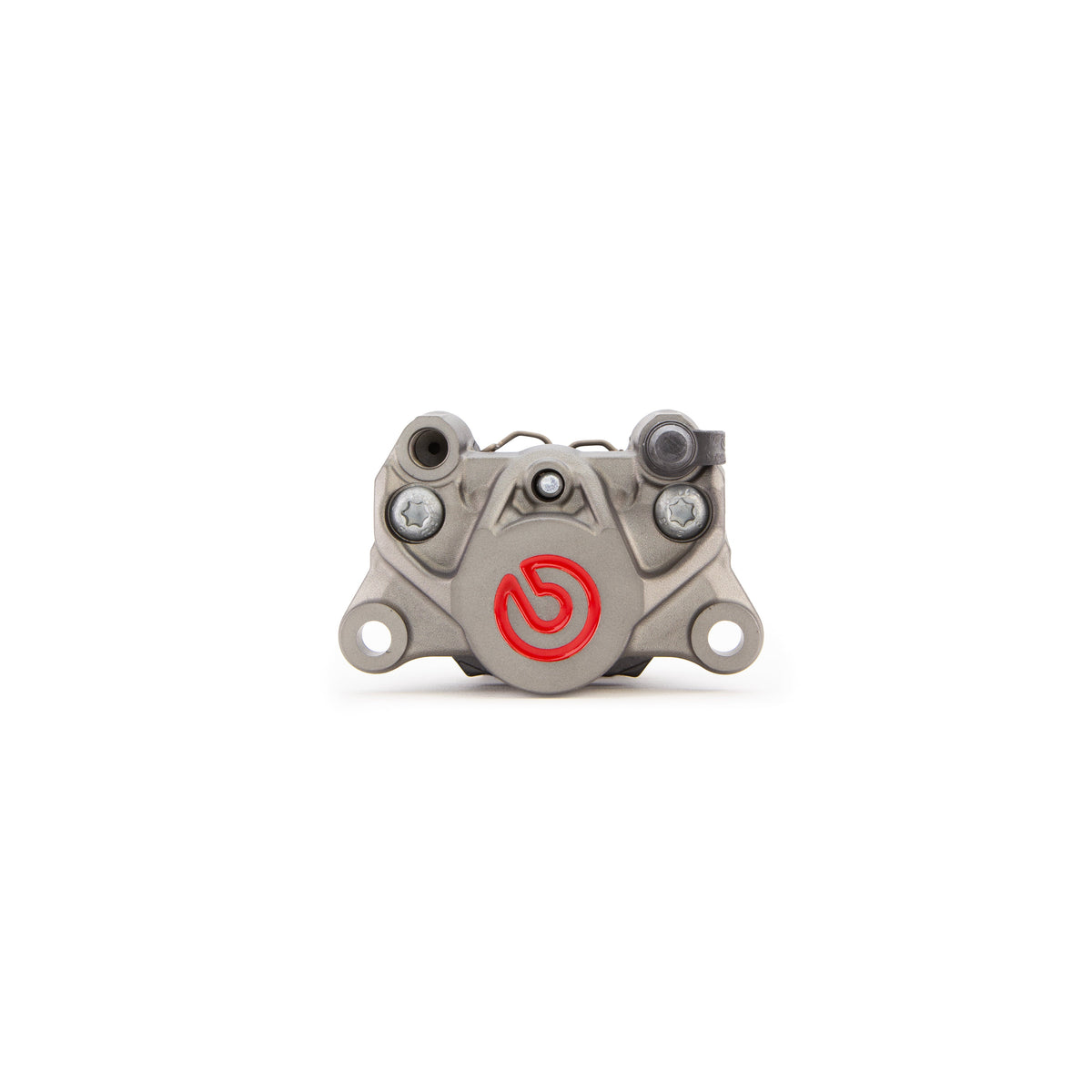 Brembo P2 34mm rear caliper, Titanium with red logo, right bleeder