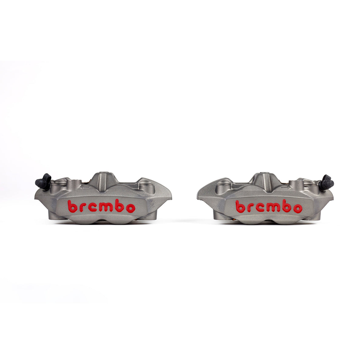 Brembo M4 radial caliper pair, Titanium Gray with red lettering