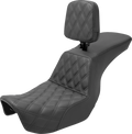 Tour Step-Up Seat - Rider Backrest - Front Lattice Stitch - Dyna '06-'17