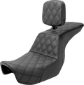 Tour Step-Up Seat - Rider Backrest - Full Lattice Stitch - Dyna '06-'17