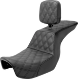 Tour Step-Up Seat - Rider Backrest - Full Lattice Stitch - Dyna '06-'17