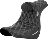 SADDLEMEN SEAT SDC PERF GRIPPER W/BR WHITE STITCH
