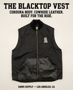 Blacktop Motorcycle Vest – Cordura® with Leather Pockets