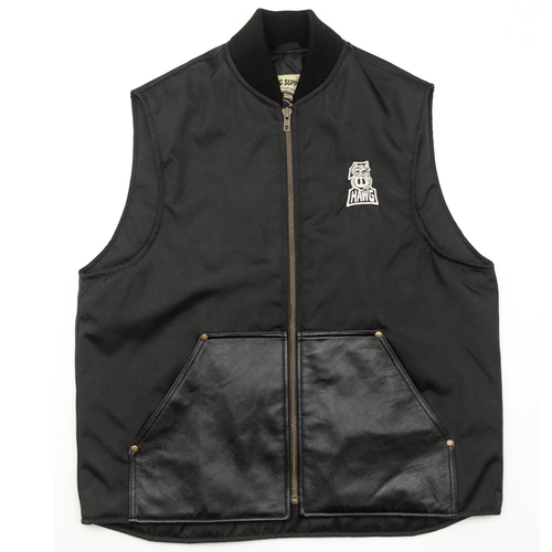 Blacktop Motorcycle Vest – Cordura with Leather Pockets – Hawg Supply